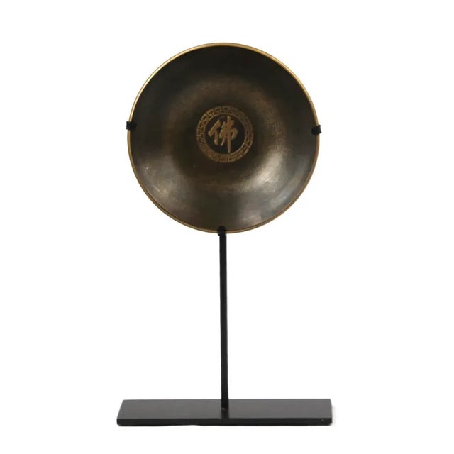 Metal Pure Brass "Buddha" Plate With Stand For Sale - Image 7 of 7