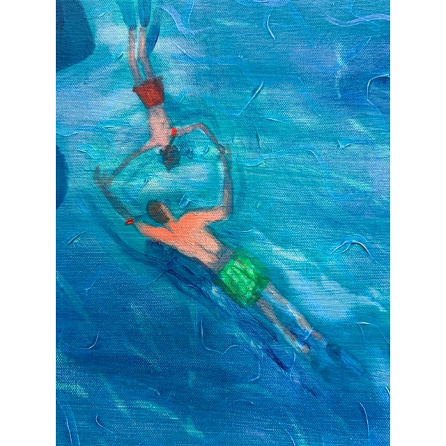 Whimsical beach scene acrylic on canvas by Joe Davis Signed