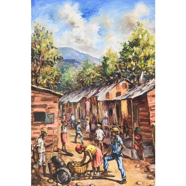 Ernst Louizor (1938–2011) – Signed Haitian Market Scene Painting on Canvas For Sale In Miami - Image 6 of 10