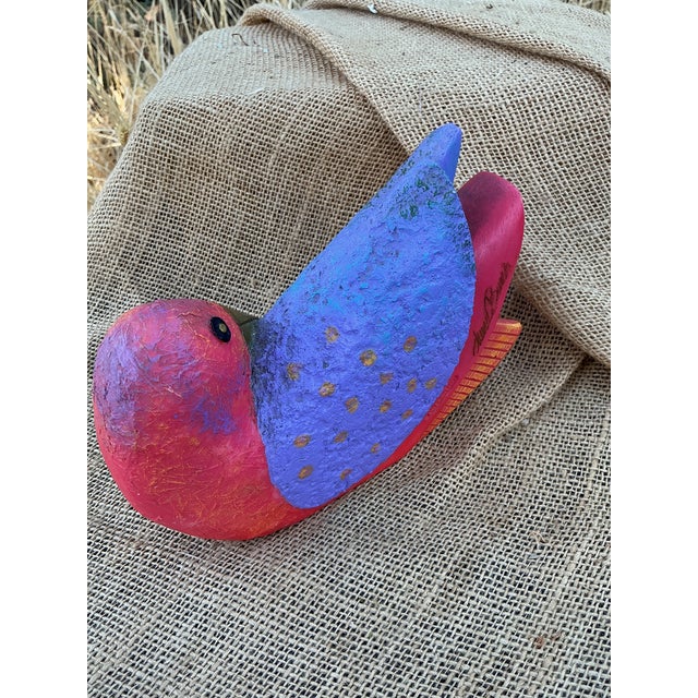 Laurel Burch Bird Figure Signed Colorful Folkart Dove 1999 For Sale - Image 6 of 6