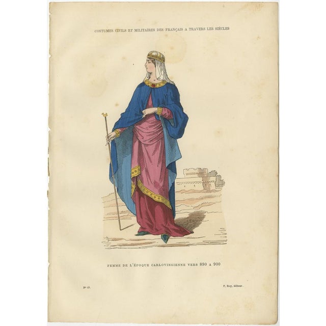 Gaulish to Carolingian Women's Costume Plates, 1800s, Set of 5 For Sale - Image 6 of 9