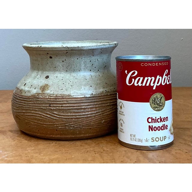 Ceramic Vintage Original Studio Pottery Scored Vase For Sale - Image 7 of 12