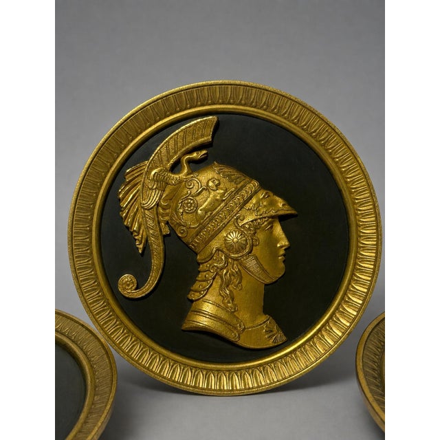 Set 5, 19th Century French Neoclassical Gilt Bronze Warrior Medallion Tiebacks For Sale - Image 10 of 10