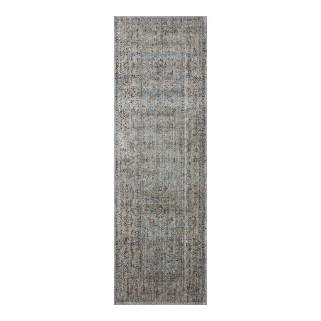 Jean Stoffer x Loloi Katherine Ocean / Gold 2'-7" x 16'-0" Runner Rug For Sale