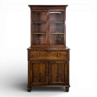 English Mahogany Bookcase with Secretary For Sale
