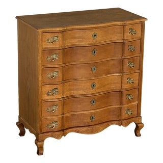 Danish Rococo Oak Serpentine Chest of Drawers, 1940s For Sale