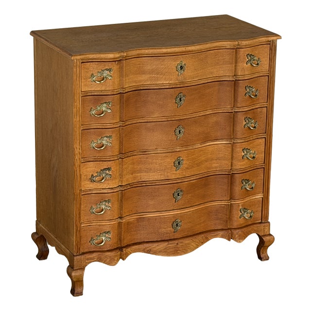 Danish Rococo Oak Serpentine Chest of Drawers, 1940s For Sale