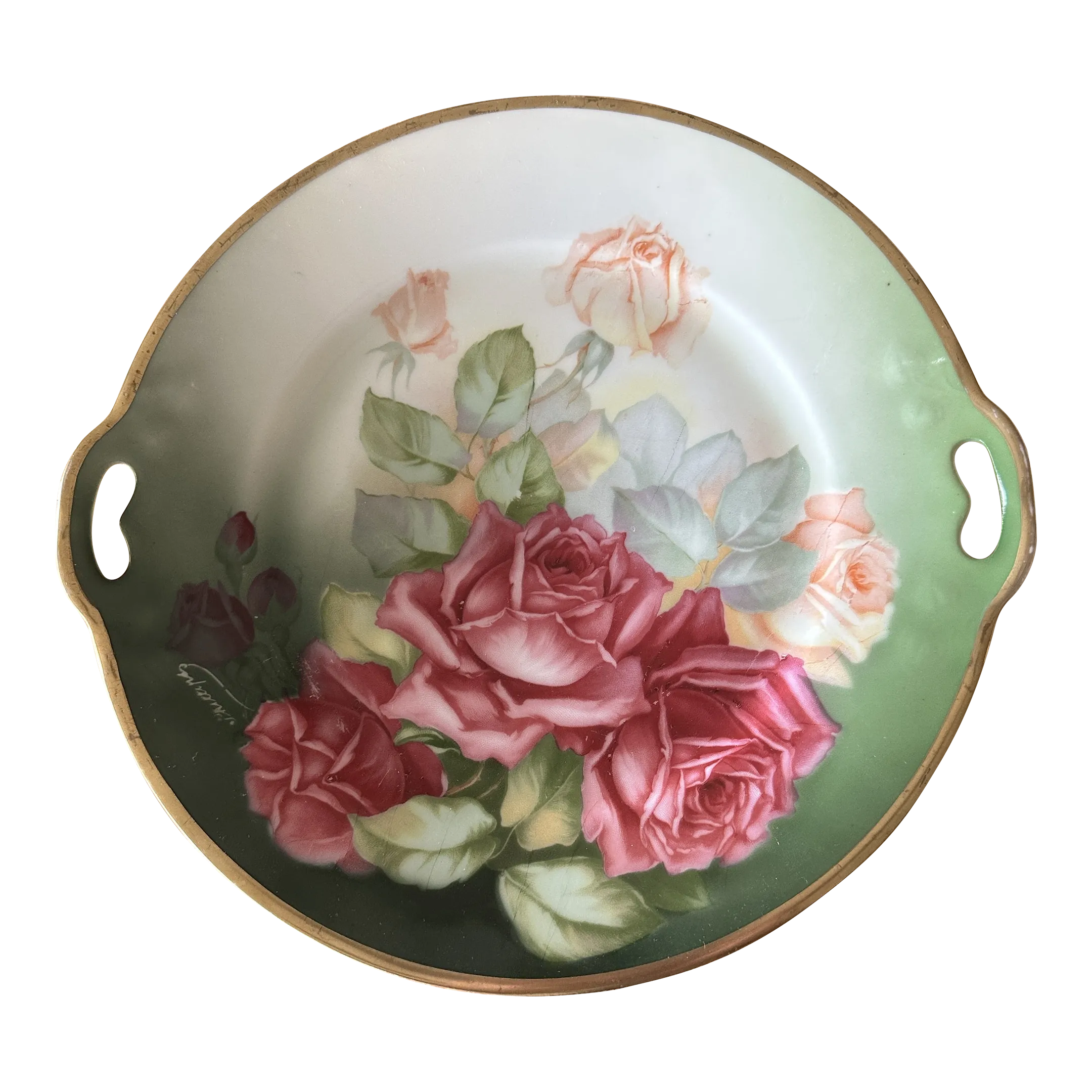 Lot De 6 Assiettes Anciennes Thomas Bavaria - Porcelaine Floral Vintage - 20 Cm
