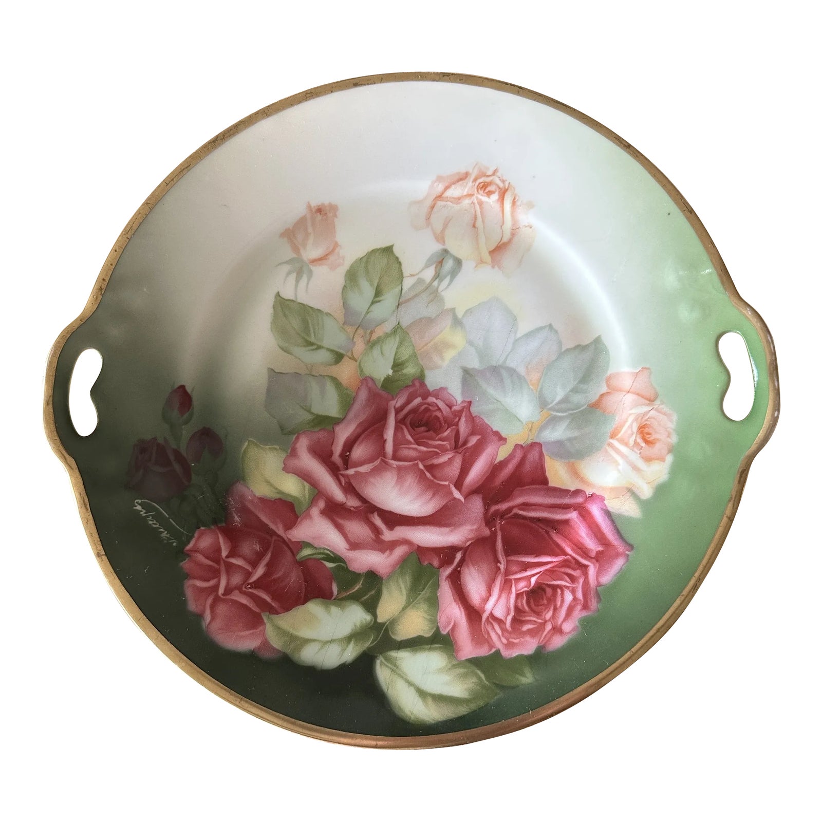 Lot De 6 Assiettes Anciennes Thomas Bavaria - Porcelaine Floral Vintage - 20 Cm