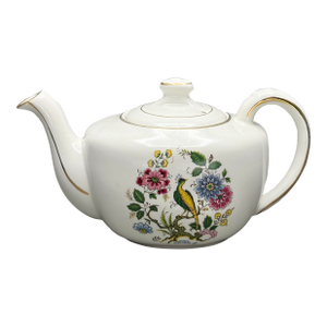 Vintage Ellgreave Wood & Sons Ironstone Teapot With Chinoiserie Bird Design
