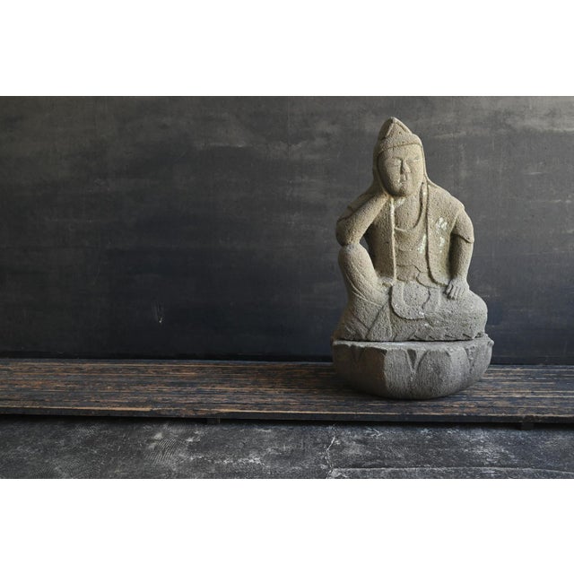 Japanese Japanese Antique Stone Buddha "Nyoirin Kannon" Edo Period / 1750-1850 For Sale - Image 3 of 18