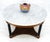 White Round Marble Top Neoclassical Black Lacquer Pedestal Style Leg Coffee Table For Sale - Image 8 of 13