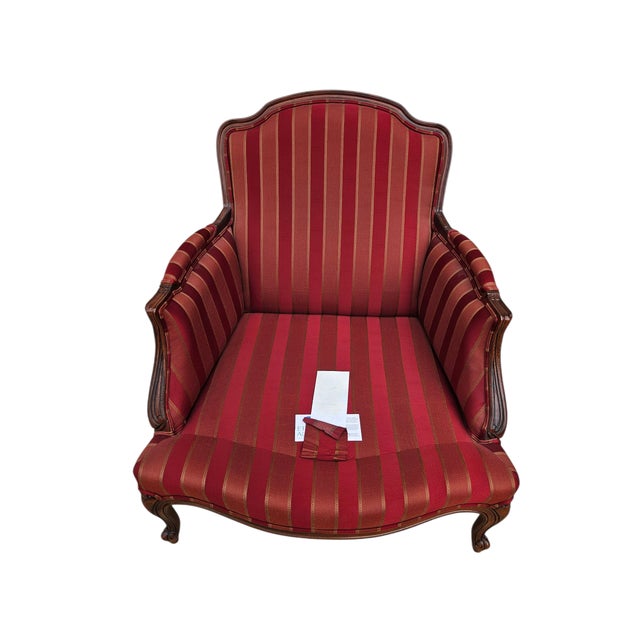 Red 1990s Ethan Allen Versailles Lounge Chair French Country Living Room Regency For Sale - Image 8 of 12