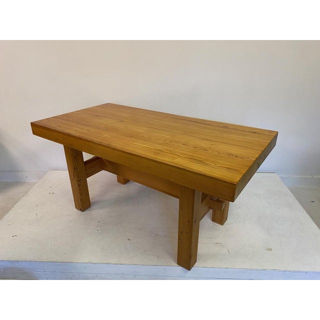 Tan Swedish Chunky Pine Dining Table, 1970s For Sale - Image 8 of 17