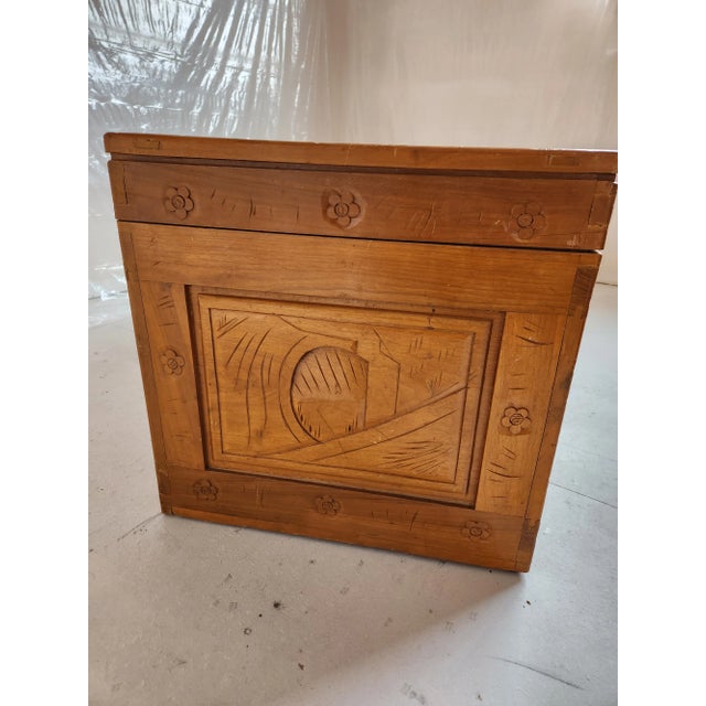Mid 20th Century Asian Hand Carved Wooden Trunk - Hope Chest For Sale In Denver - Image 6 of 13