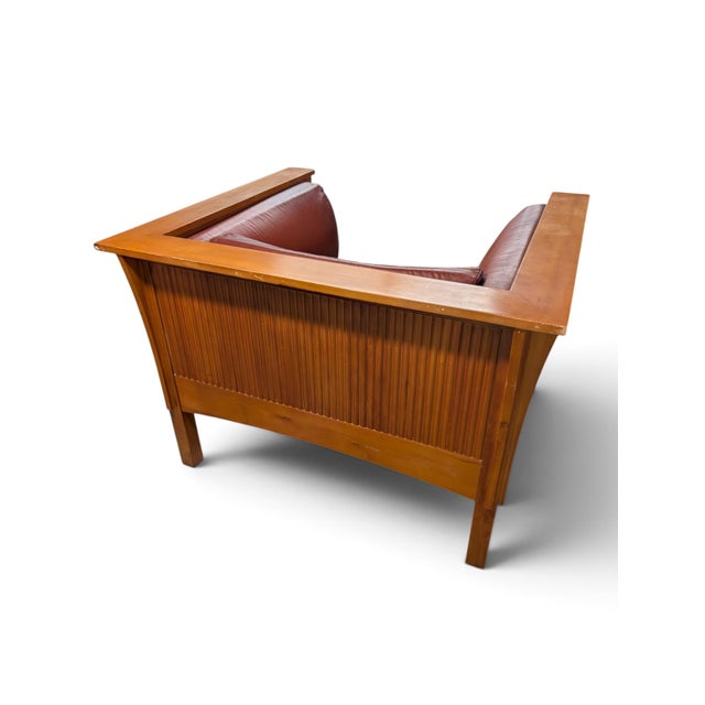 Mission 1970s Mission Style Wood and Leather Armchair For Sale - Image 3 of 4