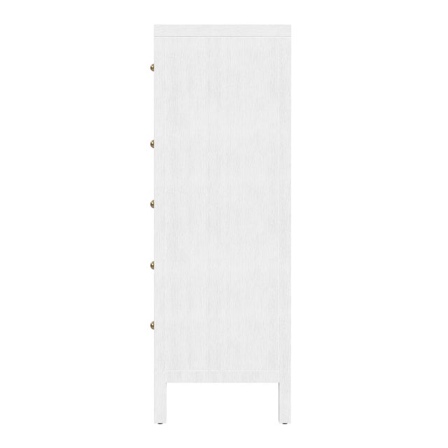 2020s Nora 36 in. W Rectangular Wood 5 Drawer Tall Dresser, White For Sale - Image 5 of 8