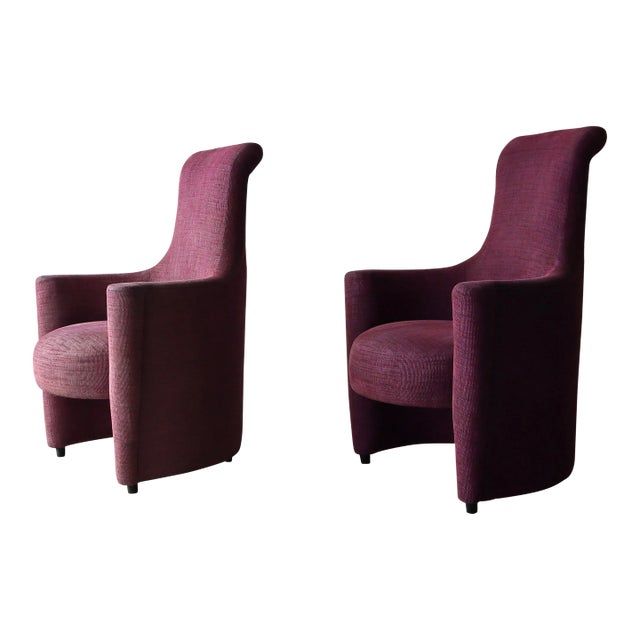 1990s Highback Postmodern Lounge Chairs - a Pair For Sale