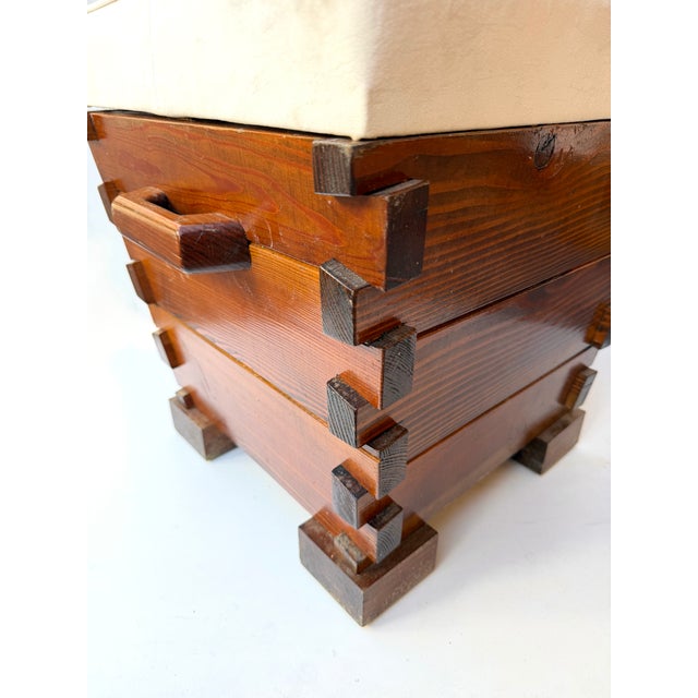 Mid-Century Modern Pair of Handle Stools Wood, Italy, 1970s For Sale - Image 11 of 14