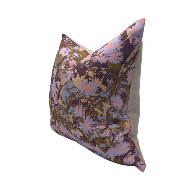 Pair of handcrafted pillows fashioned with Kristy Stafford in "Emily Rust" Floral fabric on the front and backed in a flax...