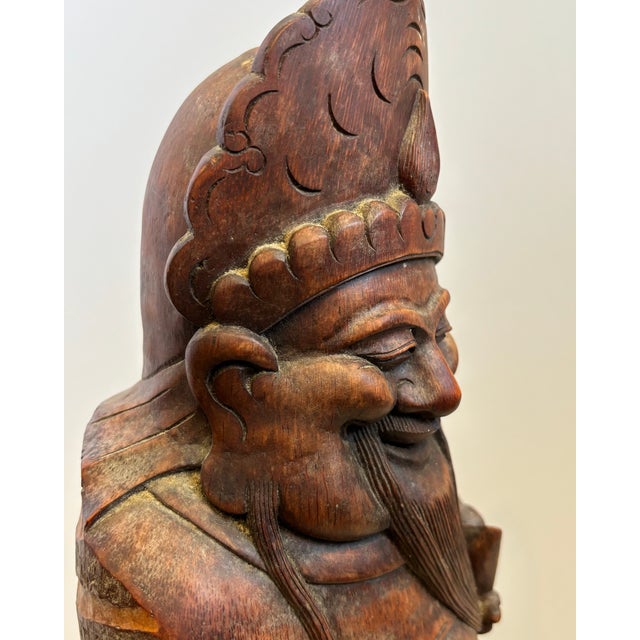 Wood Late 19th Century Chinese Hand - Carved Bamboo Buddha Statue For Sale - Image 7 of 10