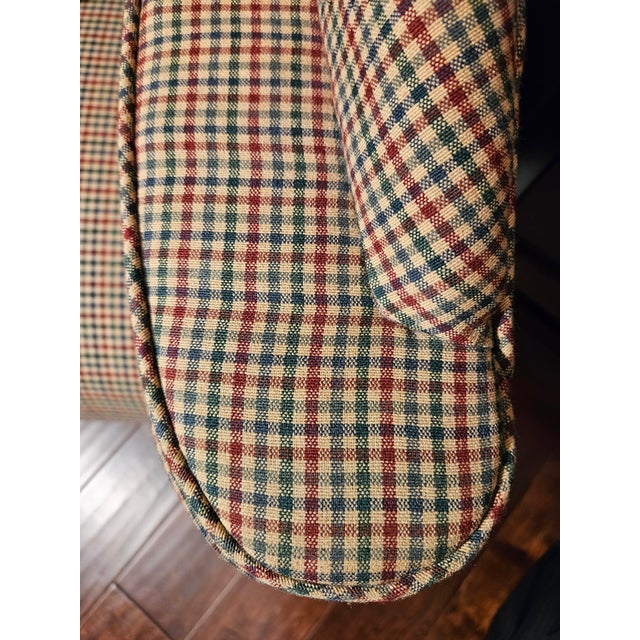 Primitive Colonial Upholstered Wingback Chairs For Sale - Image 12 of 12