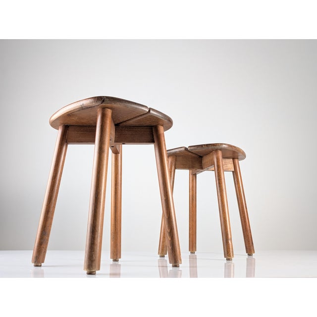 1960s Wooden Stools by Pierre Gautier Delaye, France, 1960s, Set of 2 For Sale - Image 5 of 18