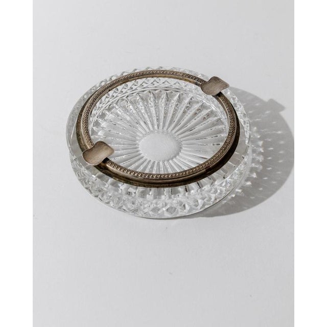 Art Deco Textured Crystal Ashtray with Silver-Plated Rim, 1920s For Sale - Image 11 of 11
