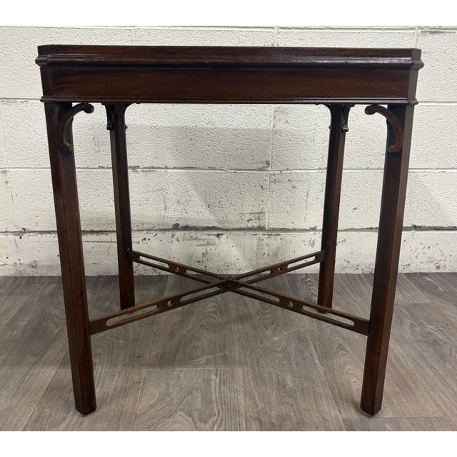 Vintage Georgian Style Chippendale Style Mahogany Tray Top Side Table For Sale - Image 12 of 14