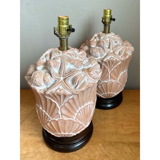 Mid-Century Modern Vintage Frederick Cooper Shell Lamps - Pair For Sale - Image 3 of 12