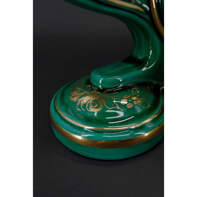 Green & Gold Earthenware Lamps, France, 1940s, Set of 2 For Sale - Image 13 of 18