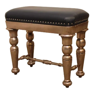 Custom Silver Finished Leather Tufted Bench