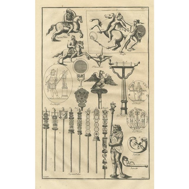 Beige Montfaucon, Roman Military Standards, Eagle and War Horns, 1722, Engraving For Sale - Image 8 of 8
