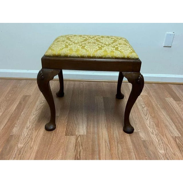 Queen Anne Early 20th Century Antique Queen Anne Mahogany Stool For Sale - Image 3 of 10