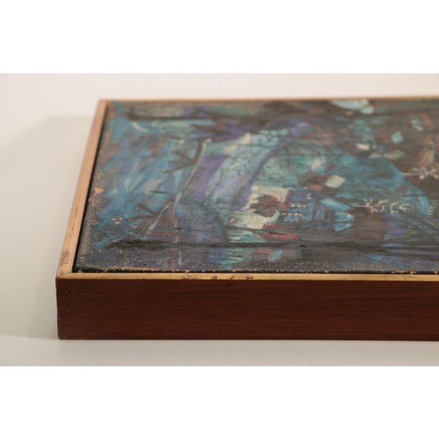 Wood Country Snow Original Mid Century Naive Painting For Sale - Image 7 of 10