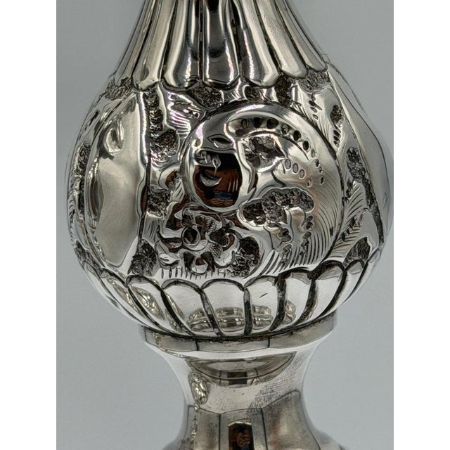 Antique Sterling Silver Baroque Revival Candlesticks With Repoussé - a Pair For Sale - Image 13 of 18
