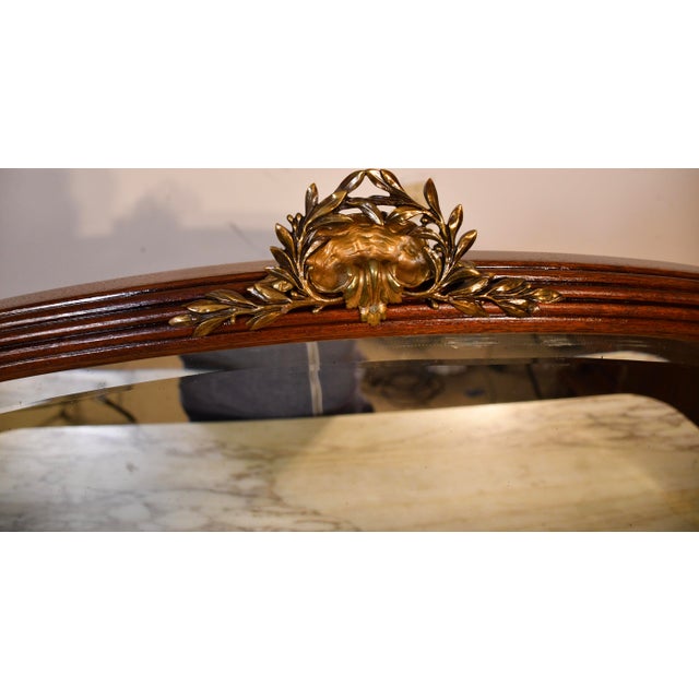 1910s Antique French Louis XV Walnut Marble Top Server Sideboard With Mirror For Sale - Image 18 of 18