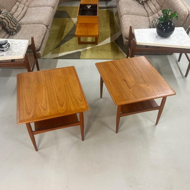 1960s Pair Danish Teak Side Tables With Drawers 1960s For Sale - Image 5 of 10
