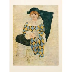 1971 After Pablo Picasso "Paul as Harlequin", Period Parisian Full-Color Print