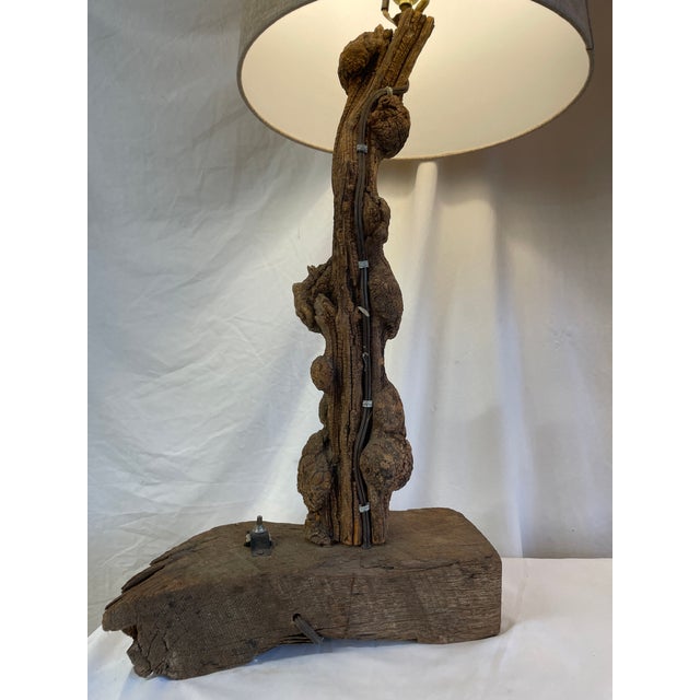1970s 1970s Pair Burl Wood Table Lamps For Sale - Image 5 of 9