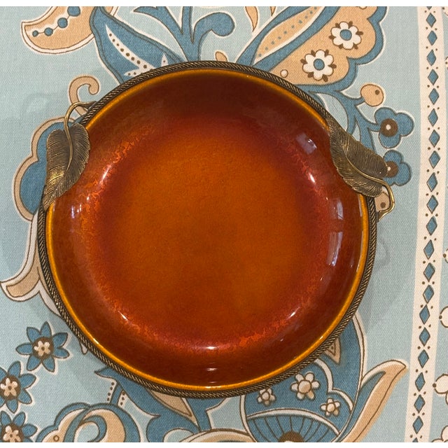 Mid-Century Evans Guilloche Enamel & Brass Dish / Catchall / Ashtray Lovely accent piece for your entry, nightstand or...