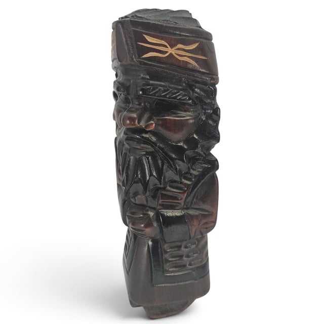 Wood 1950s Japanese Ainu Hand-Carved Wood Figures, Hokkaidō, Pair For Sale - Image 7 of 12