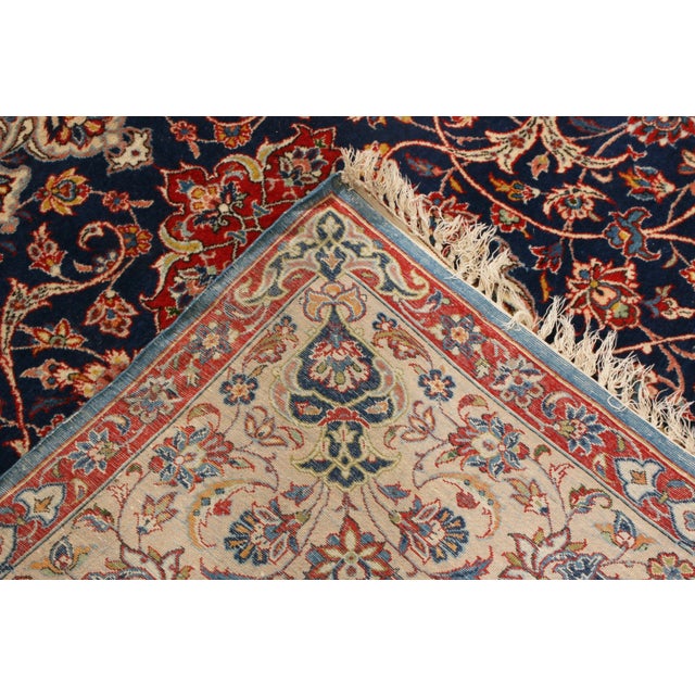 Blue Vintage Isfahan Traditional Blue and Red Wool Persian Rug For Sale - Image 8 of 8