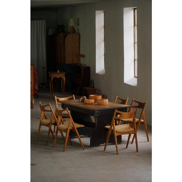 Wood Scandinavian Rustic Folk Art Dining Table in Stained Pine, 1900s For Sale - Image 7 of 18