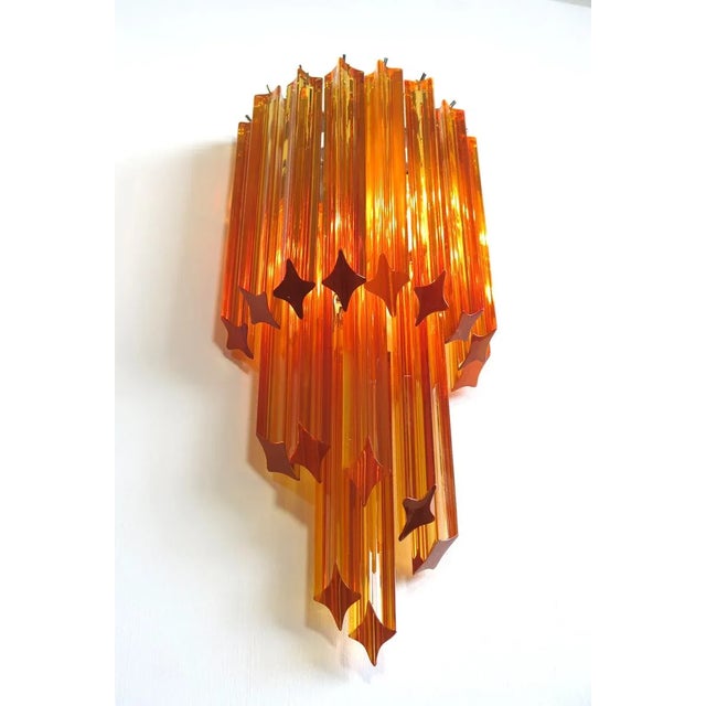 Orange Vintage Murano Wall Sconce 32 Quadriedri Amber Prism, 1990s, Set of 2 For Sale - Image 8 of 13