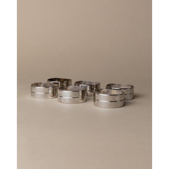 Vintage Chrome Napkin Rings, Italy, 1970s, Set of 6 For Sale - Image 3 of 13