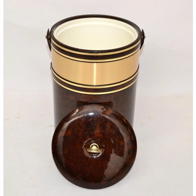 1970s 1970s Morgan Bucket Brigade Insulated Brass & Tortoise Pattern Ice Bucket For Sale - Image 5 of 13