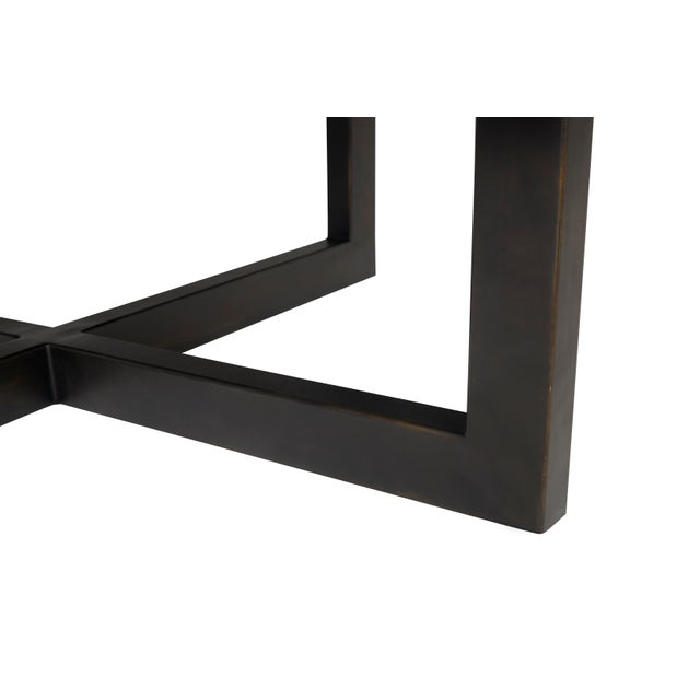 Dish Edge Stone and Steel Coffee Table For Sale In Dallas - Image 6 of 7