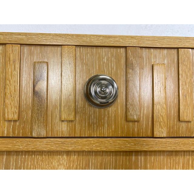 This is a late 20th century global views transitional modern chest of drawers. This chest features large dramatic chrome...