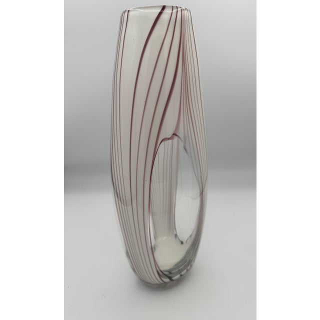 Glass Mid-Century Murano-Style Handblown Art Glass Ribbon Vase For Sale - Image 7 of 8